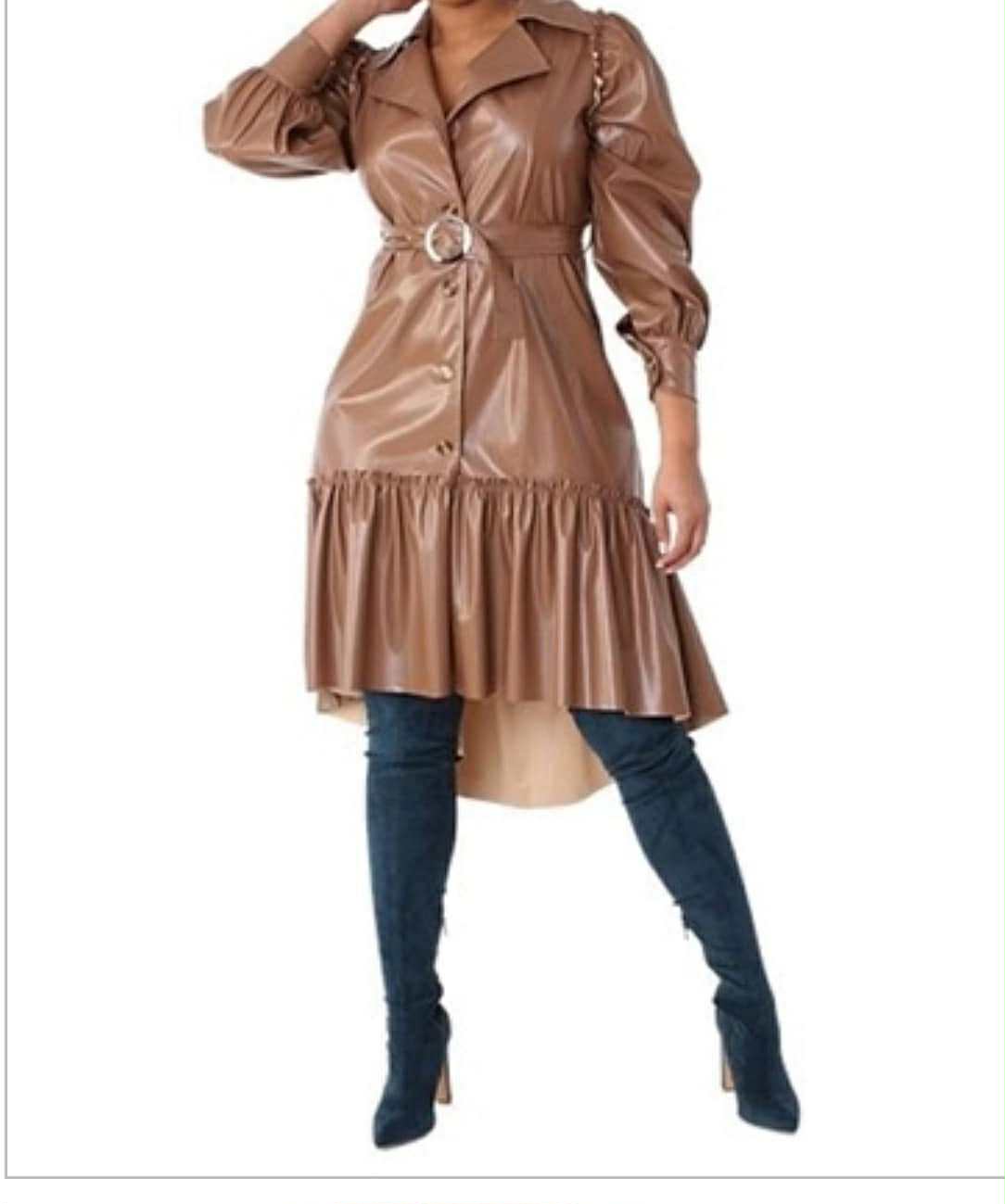 Faux Leather Coat Dress