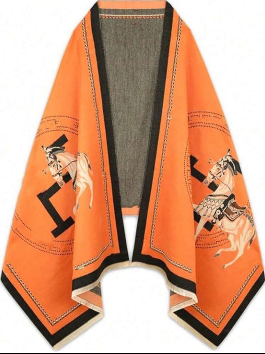 Orange print shawl