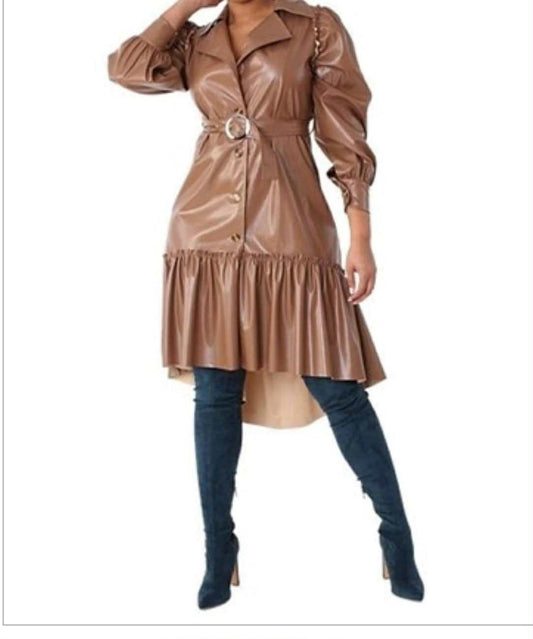 Faux Leather Coat Dress