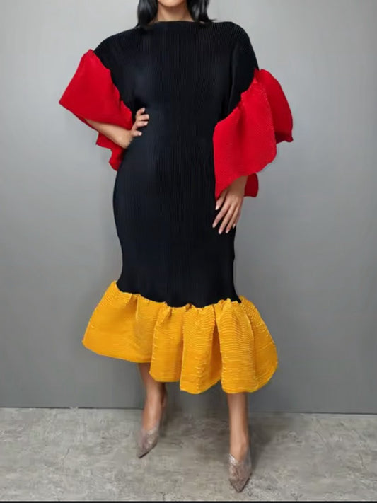 Boho pleated dress