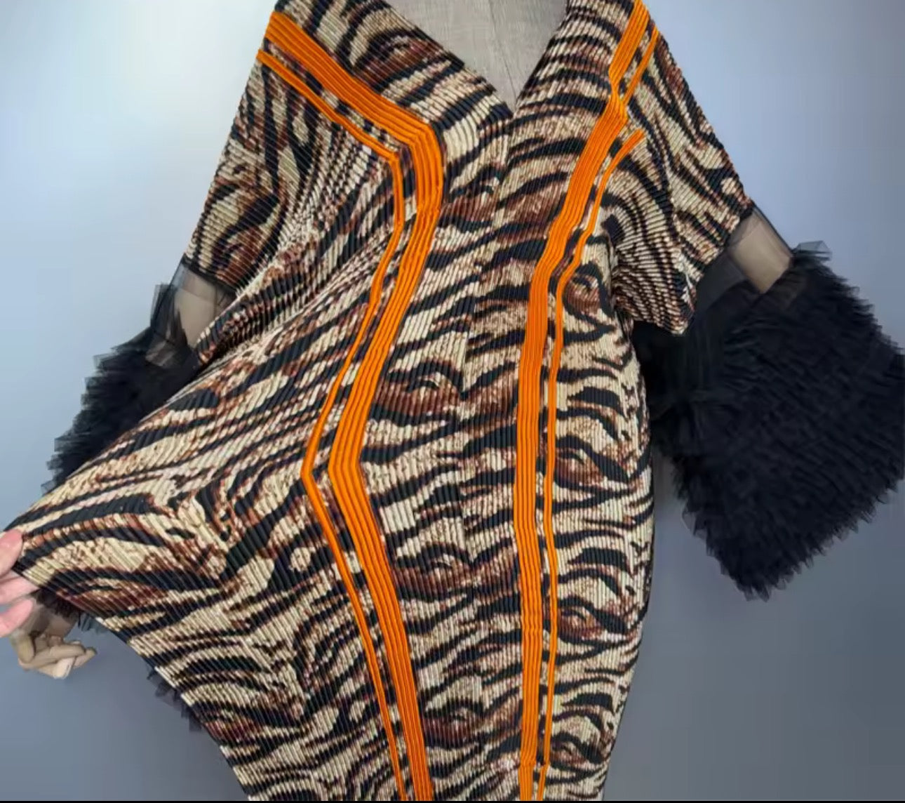 Long pleated caftan dress