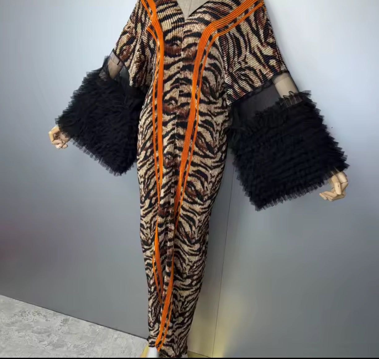 Long pleated caftan dress